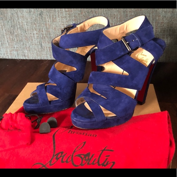 Christian Louboutin size 37 royal blue suede heels - Picture 6 of 8
